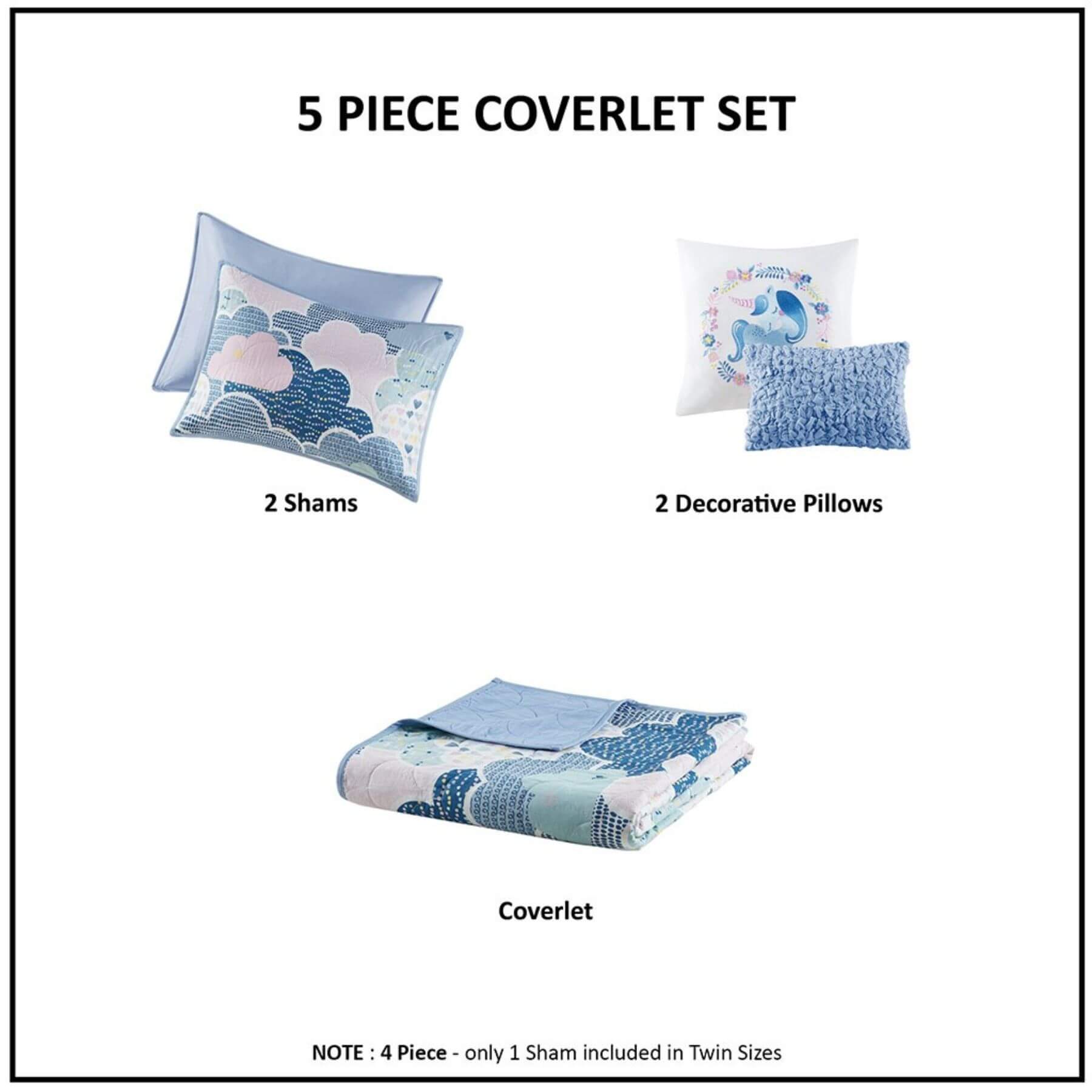 Cloud Reversible Cotton Quilt Set Blue