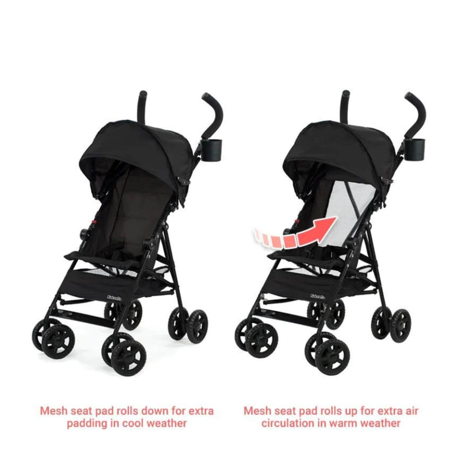 Kolcraft Cloud Umbrella Stroller in Black - Detail