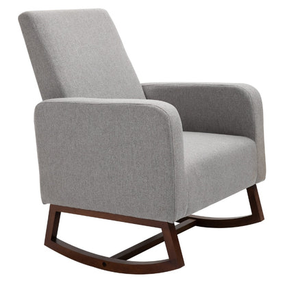 HOMCOM Nursery Rocker with Curved Wood Base Grey