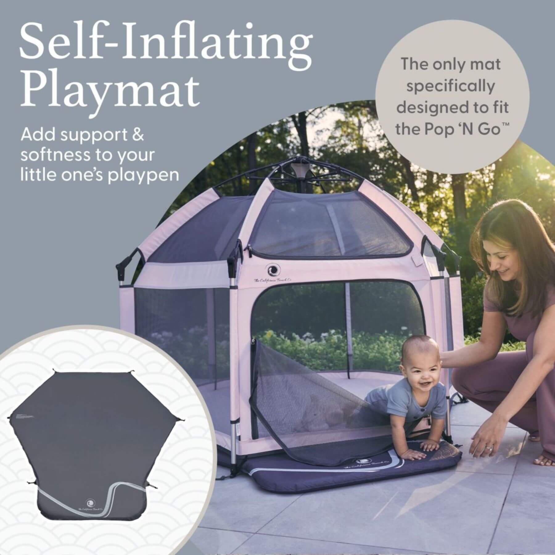 Mom & Baby Playing on The California Beach Co. Pop 'N Go™ Play Mat 2.0