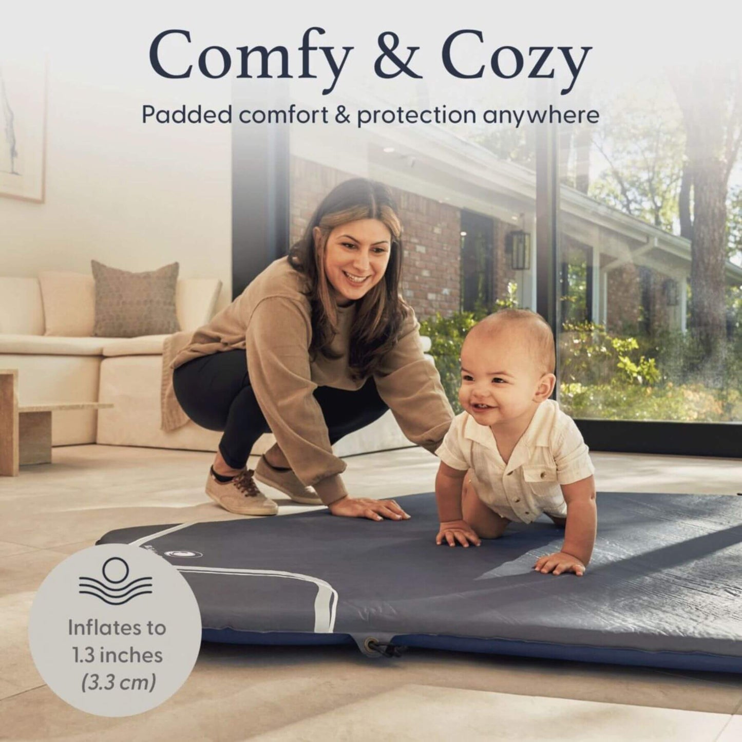 Mom & Baby Playing on The California Beach Co. Pop 'N Go™ Play Mat 2.0