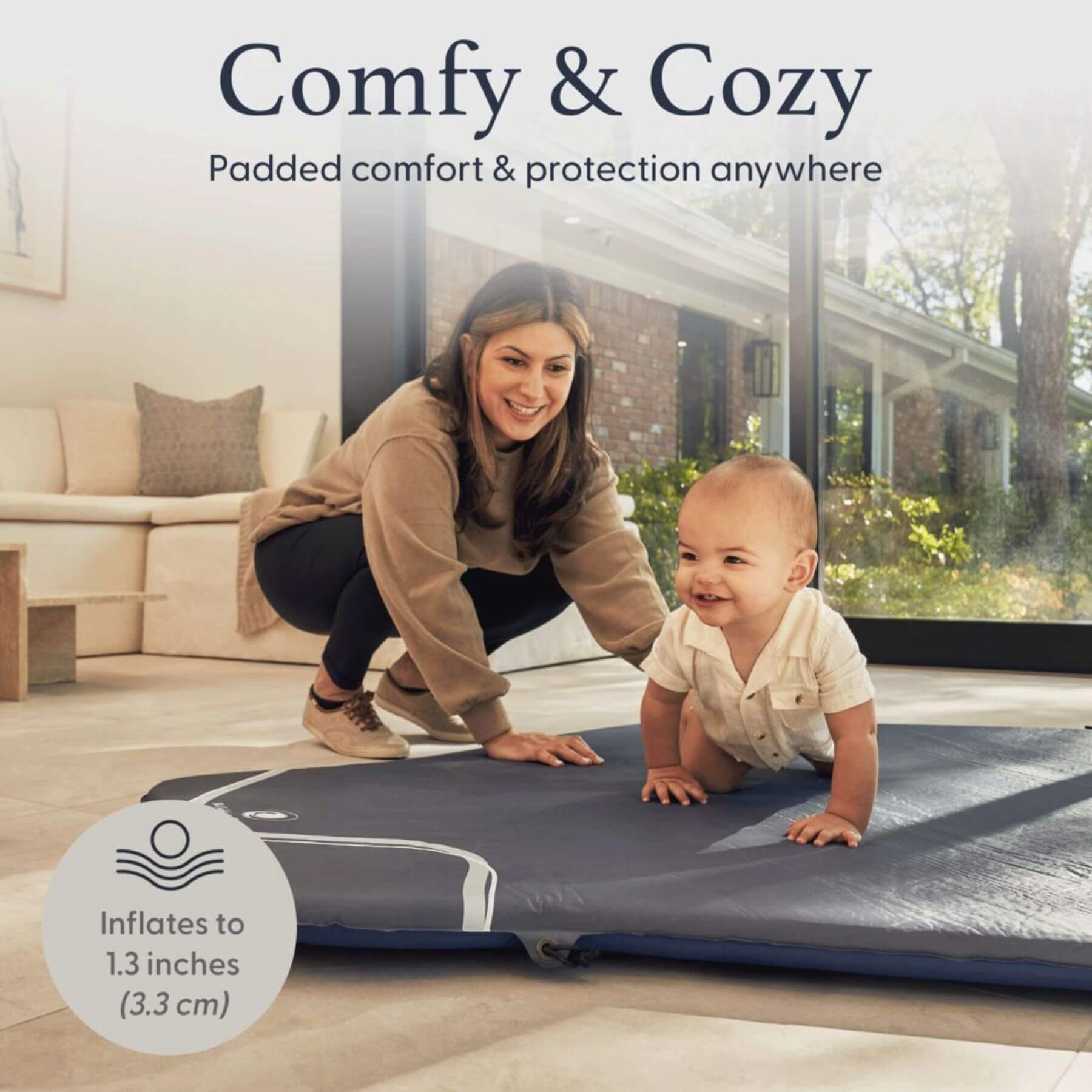 Mom & Baby Playing on The California Beach Co. Pop 'N Go™ Play Mat 2.0