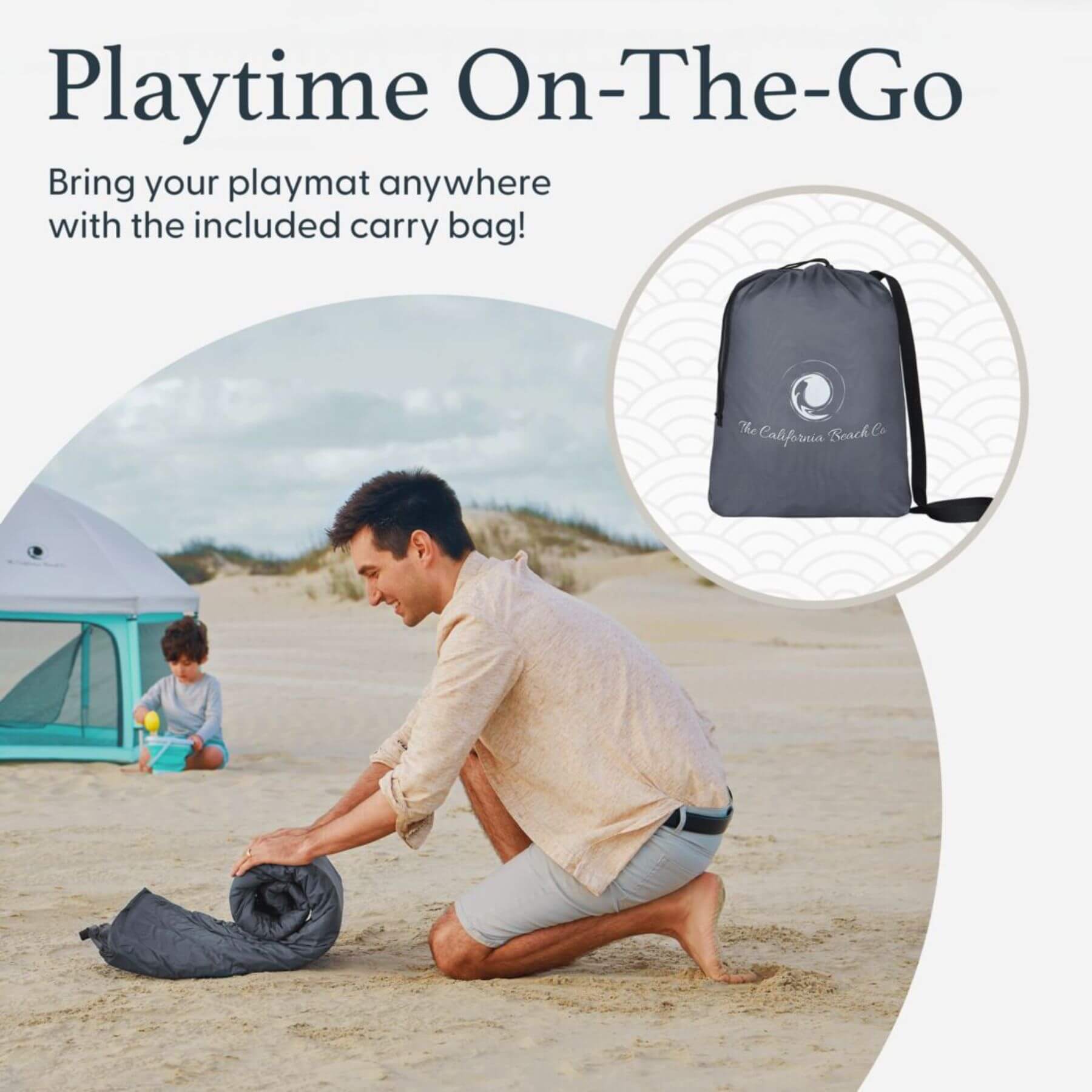 Man Folding The California Beach Co. Pop 'N Go™ Play Mat 2.0