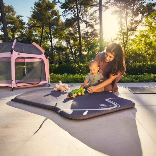 Mom & Baby Playing on The California Beach Co. Pop 'N Go™ Play Mat 2.0