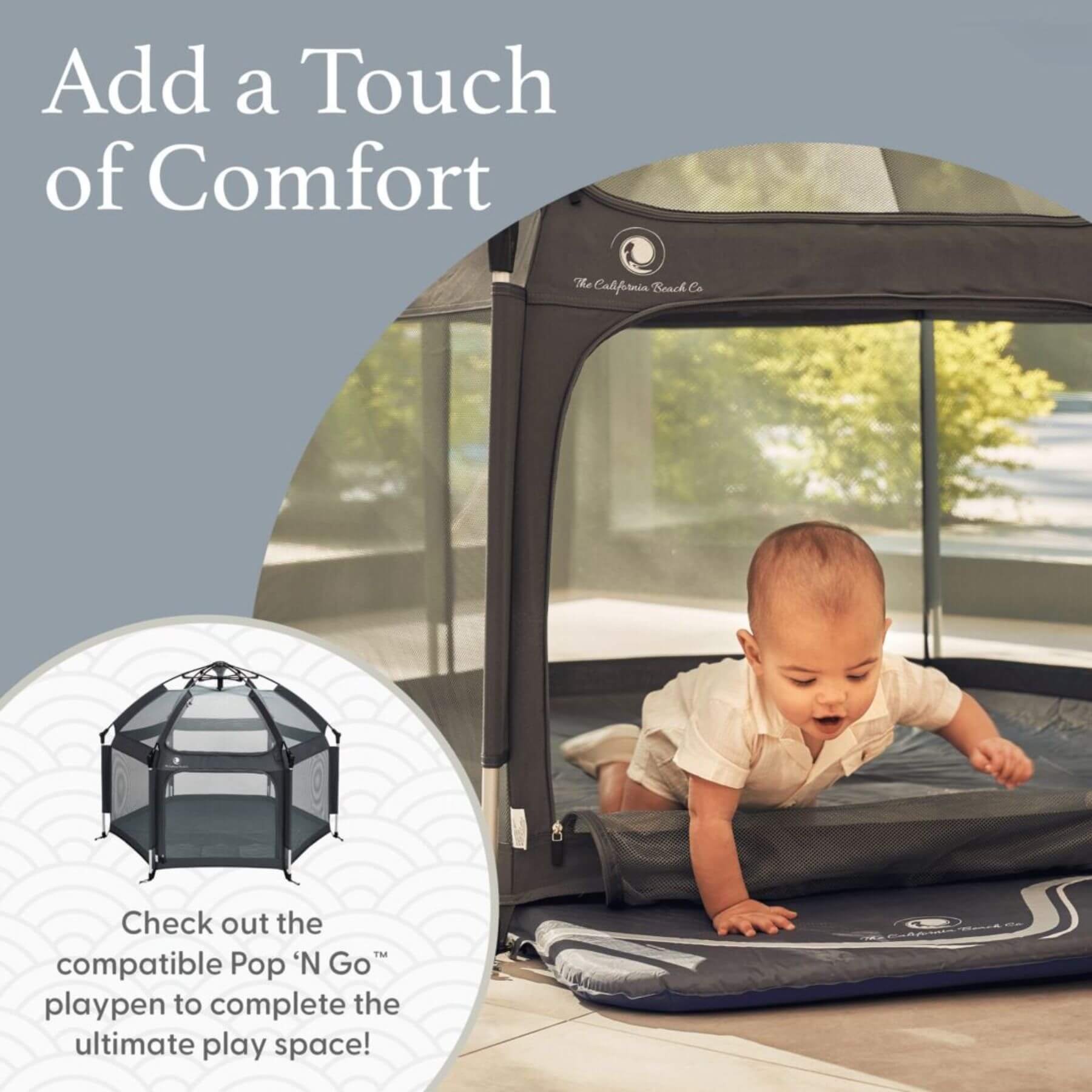 Baby Crawling on The California Beach Co. Pop 'N Go™ Play Mat 2.0