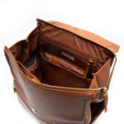Cognac Classic Diaper Bag II with open compartments