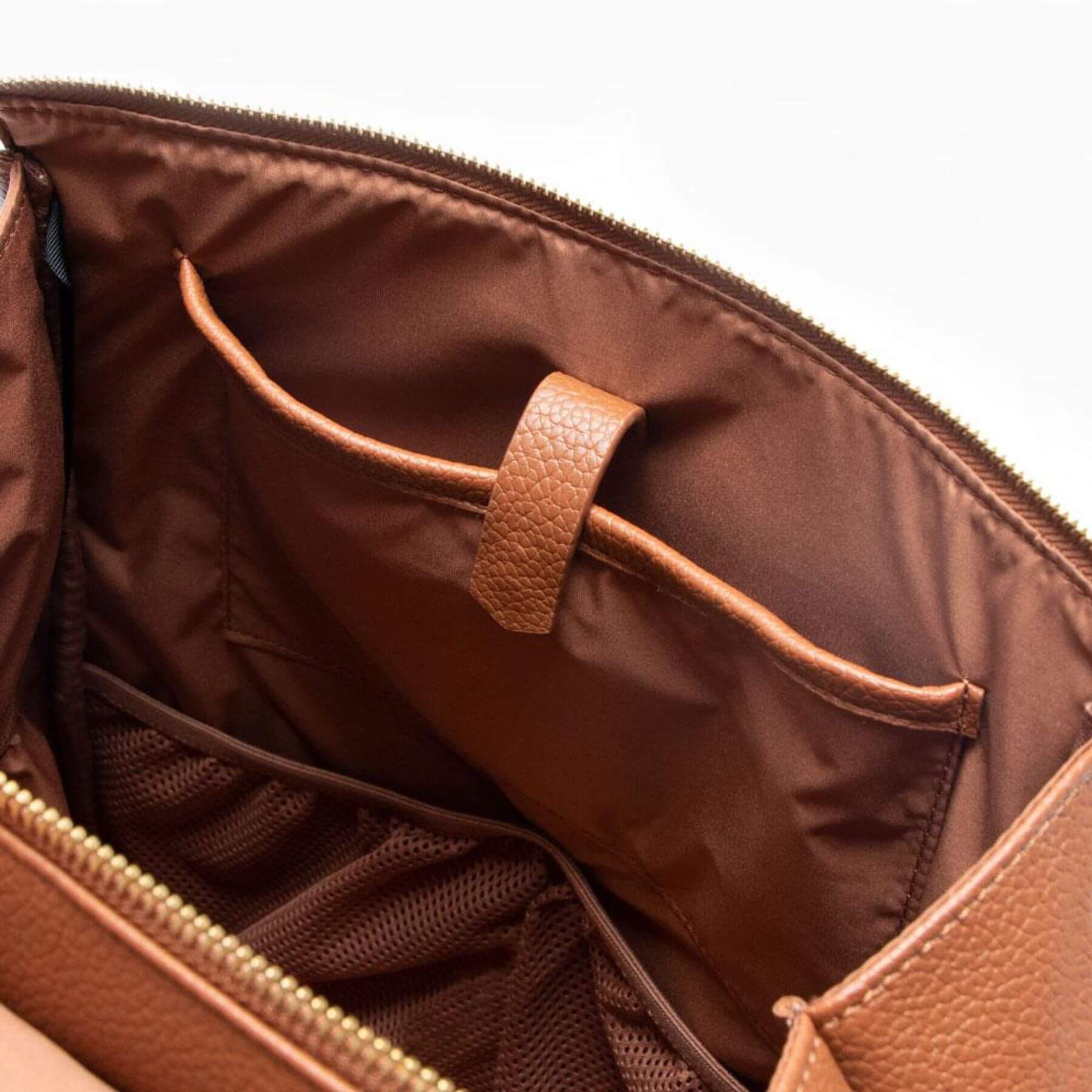Cognac Classic Diaper Bag II and interior lining
