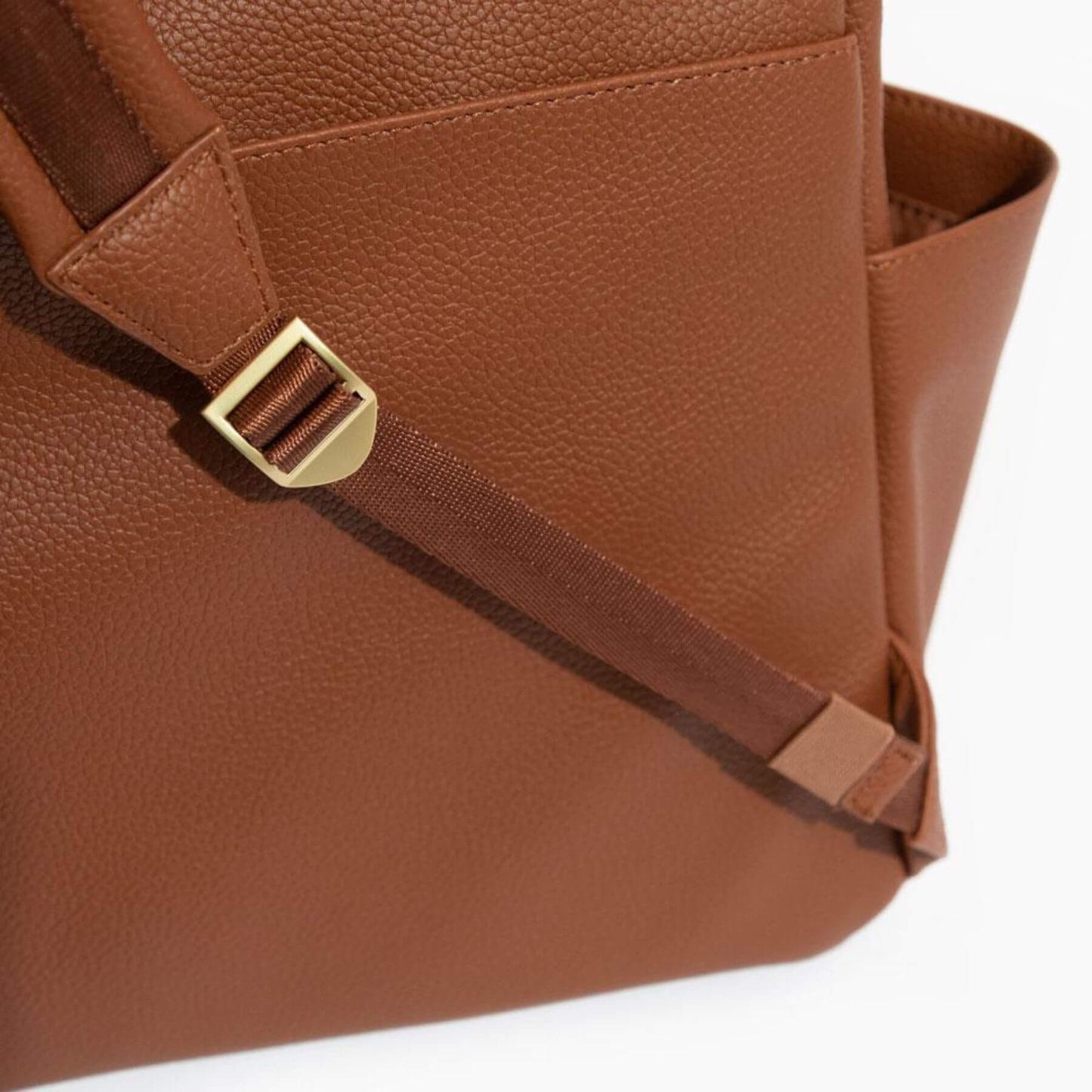 Close-up of Cognac Classic Diaper Bag II