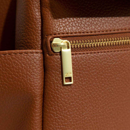 Close-up of Cognac Classic Diaper Bag II