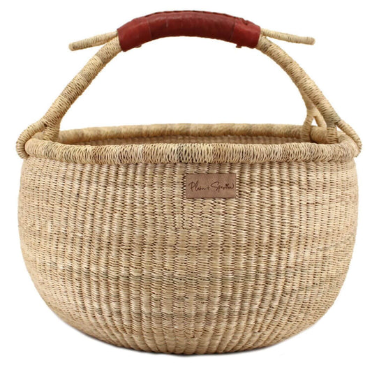 Plum+Sparrow Cognac Handle Large Market Basket