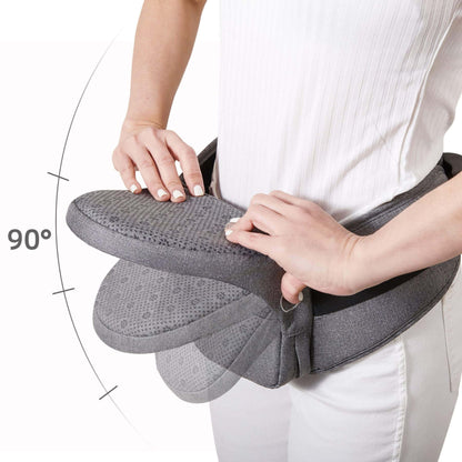 Woman adjusting Sunveno Collapsible Hipseat Carrier