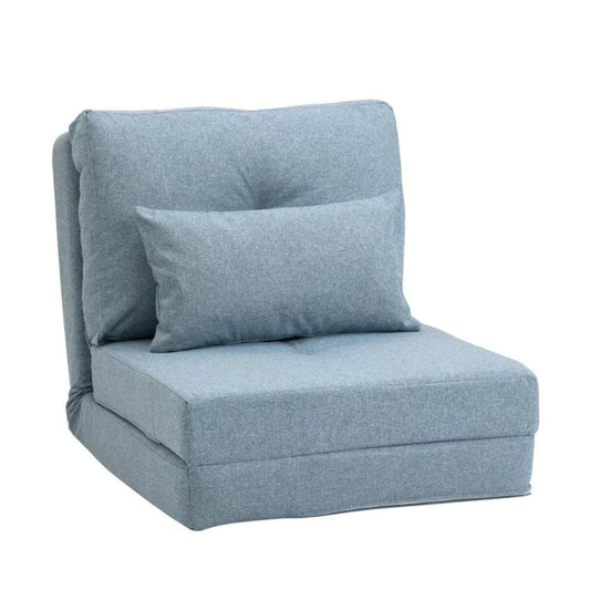HOMCOM Convertible Flip Chair | Folding Couch Bed | Blue