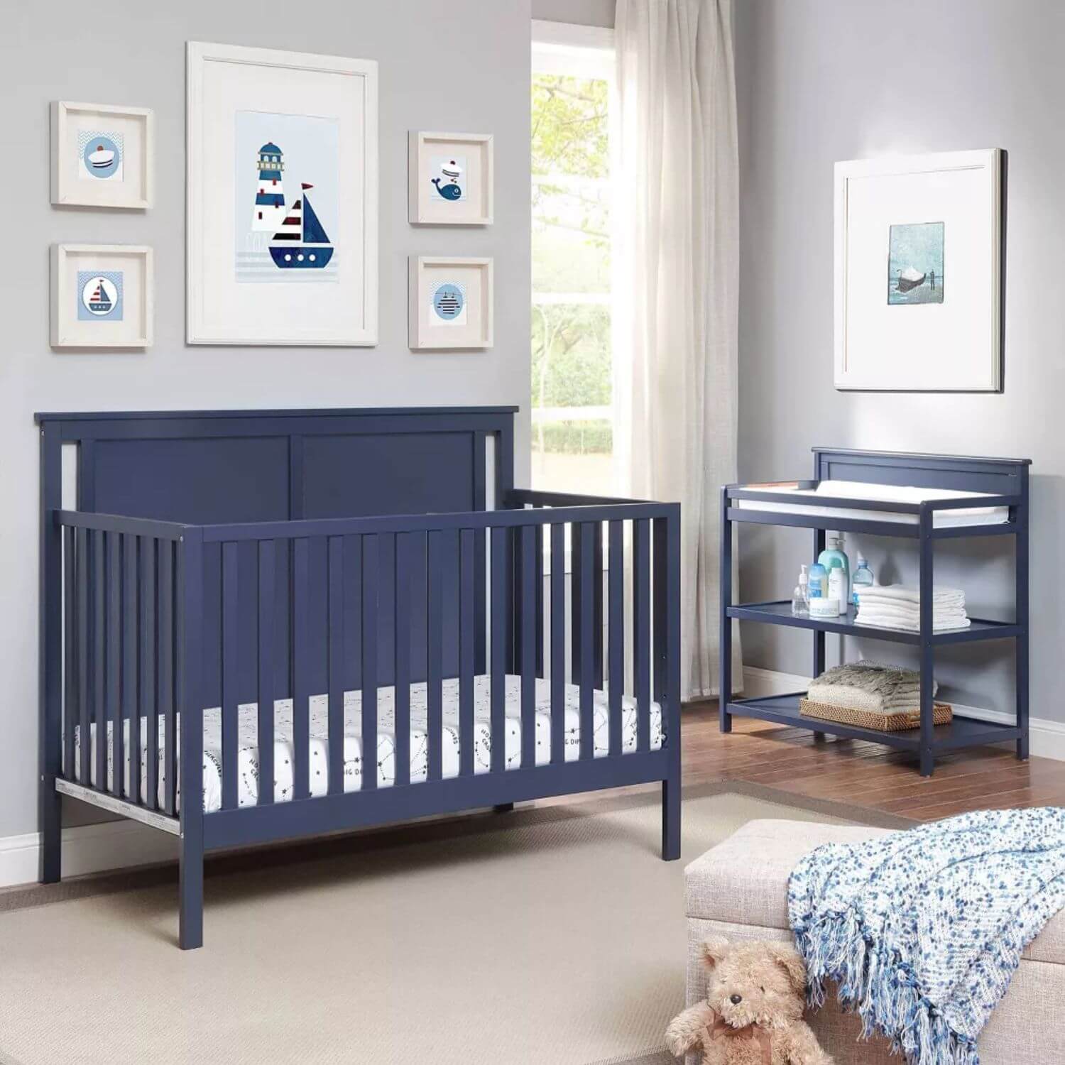 Connelly 4-in-1 Convertible Crib Midnight Blue/Vintage Walnut