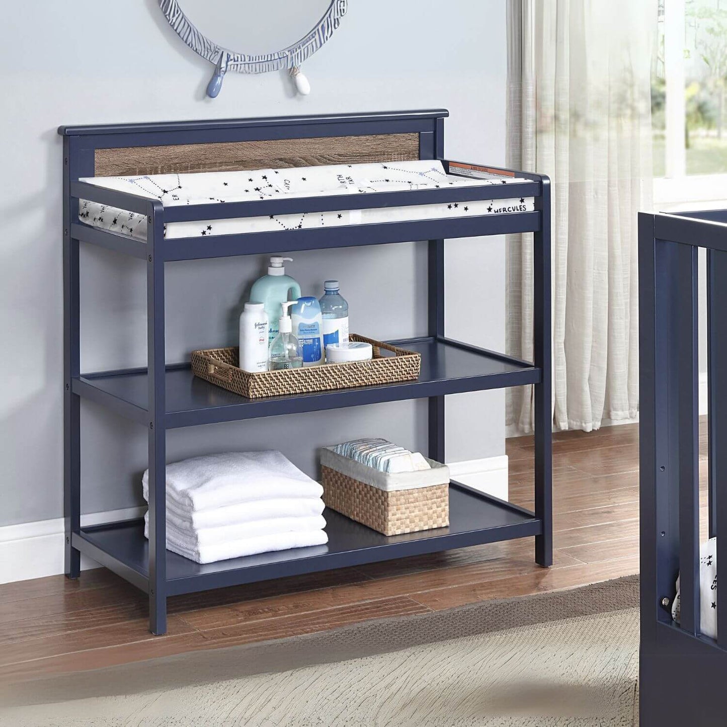 Connelly Changing Table Midnight Blue/Vintage Walnut