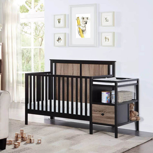 Connelly 4-in-1 Crib and Changer Combo Black/Vintage Walnut