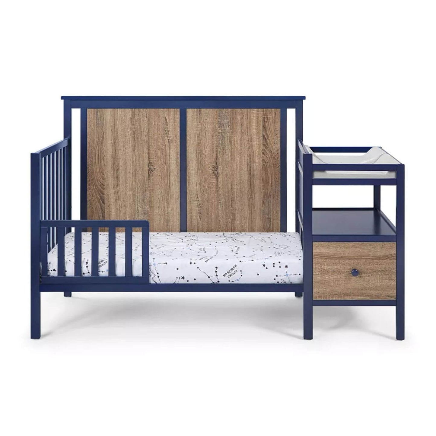 Connelly 4-in-1 Crib and Changer Combo Midnight Blue/Vintage Walnut