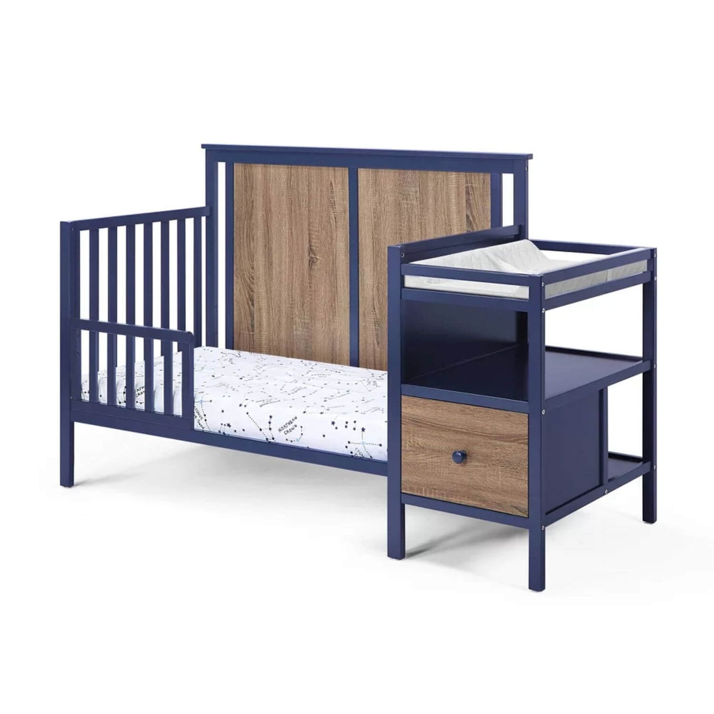 Connelly 4-in-1 Crib and Changer Combo Midnight Blue/Vintage Walnut