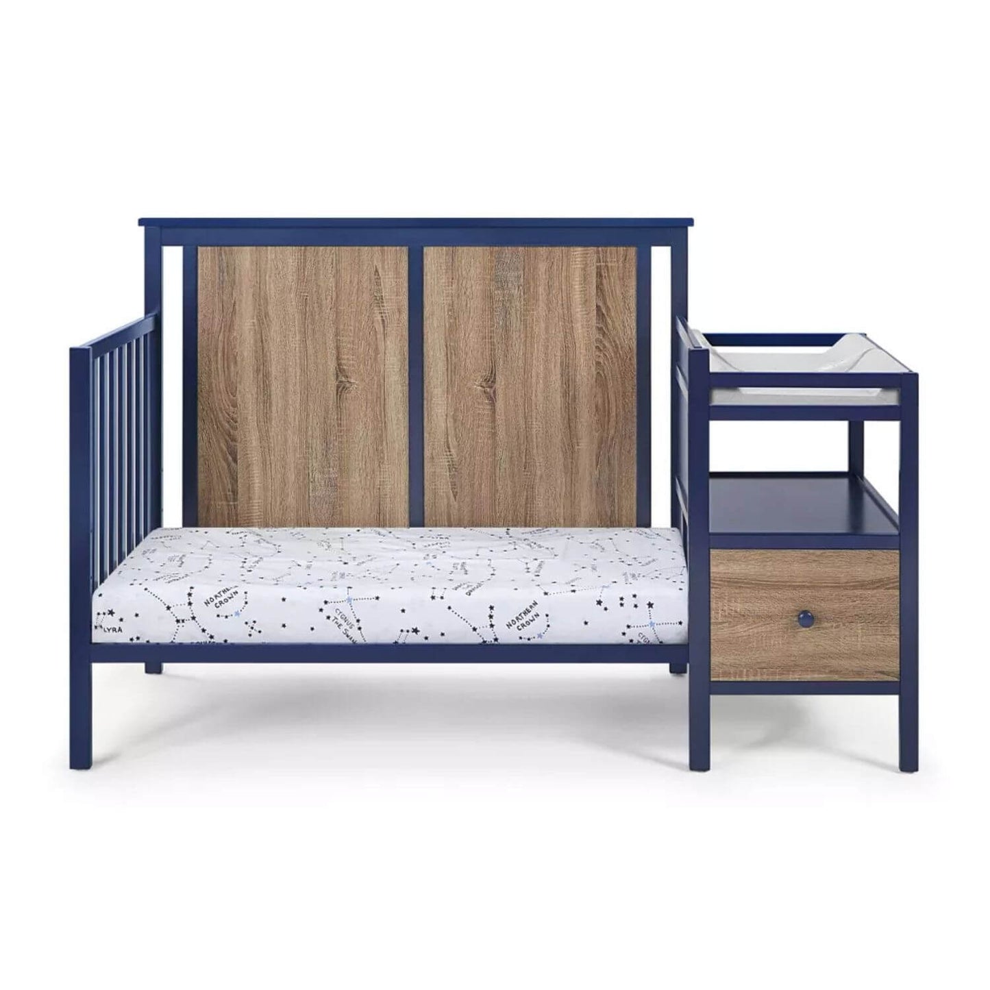 Connelly 4-in-1 Crib and Changer Combo Midnight Blue/Vintage Walnut