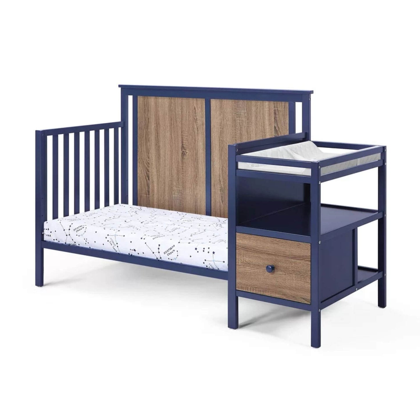 Connelly 4-in-1 Crib and Changer Combo Midnight Blue/Vintage Walnut