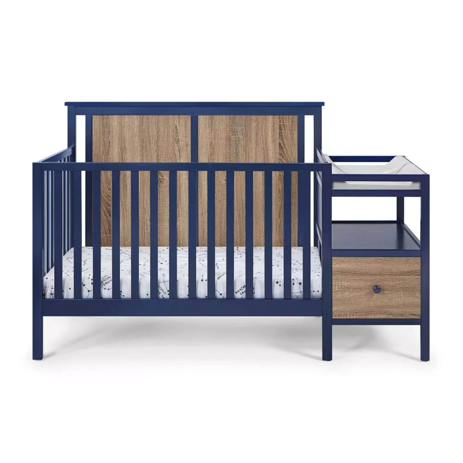 Connelly 4-in-1 Crib and Changer Combo Midnight Blue/Vintage Walnut