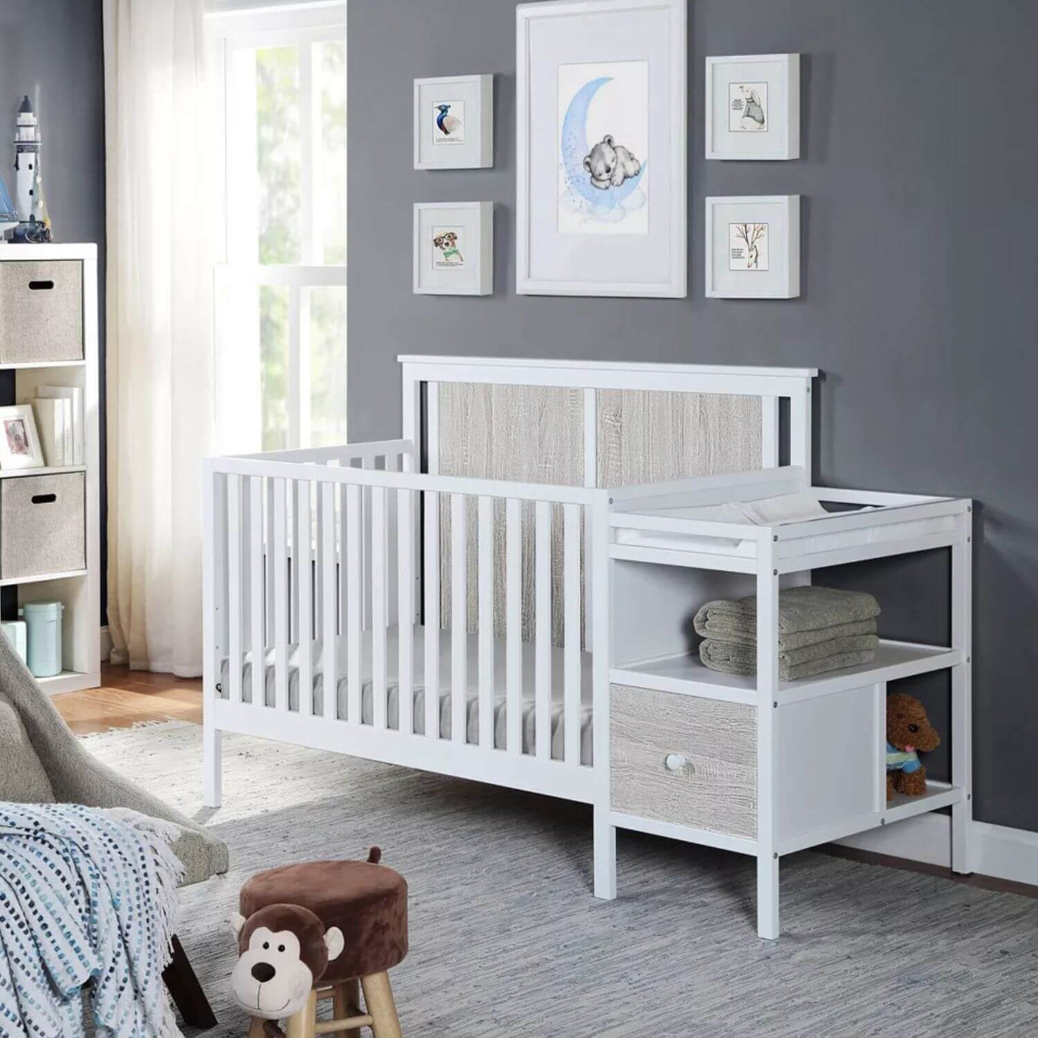 Connelly 4-in-1 Crib and Changer Combo White/Rockport Gray