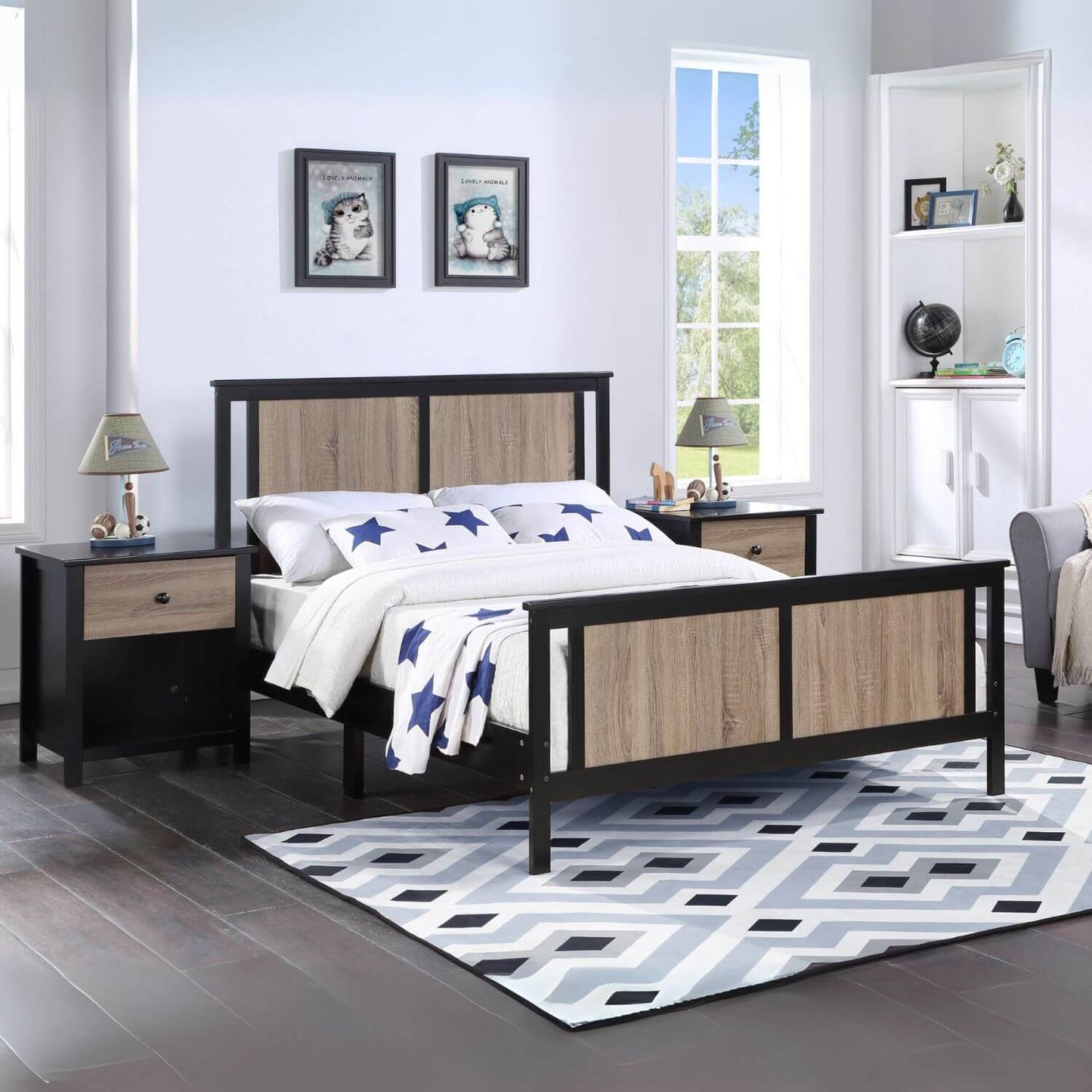 Connelly Reversible Panel Full Bed Black/Vintage Walnut