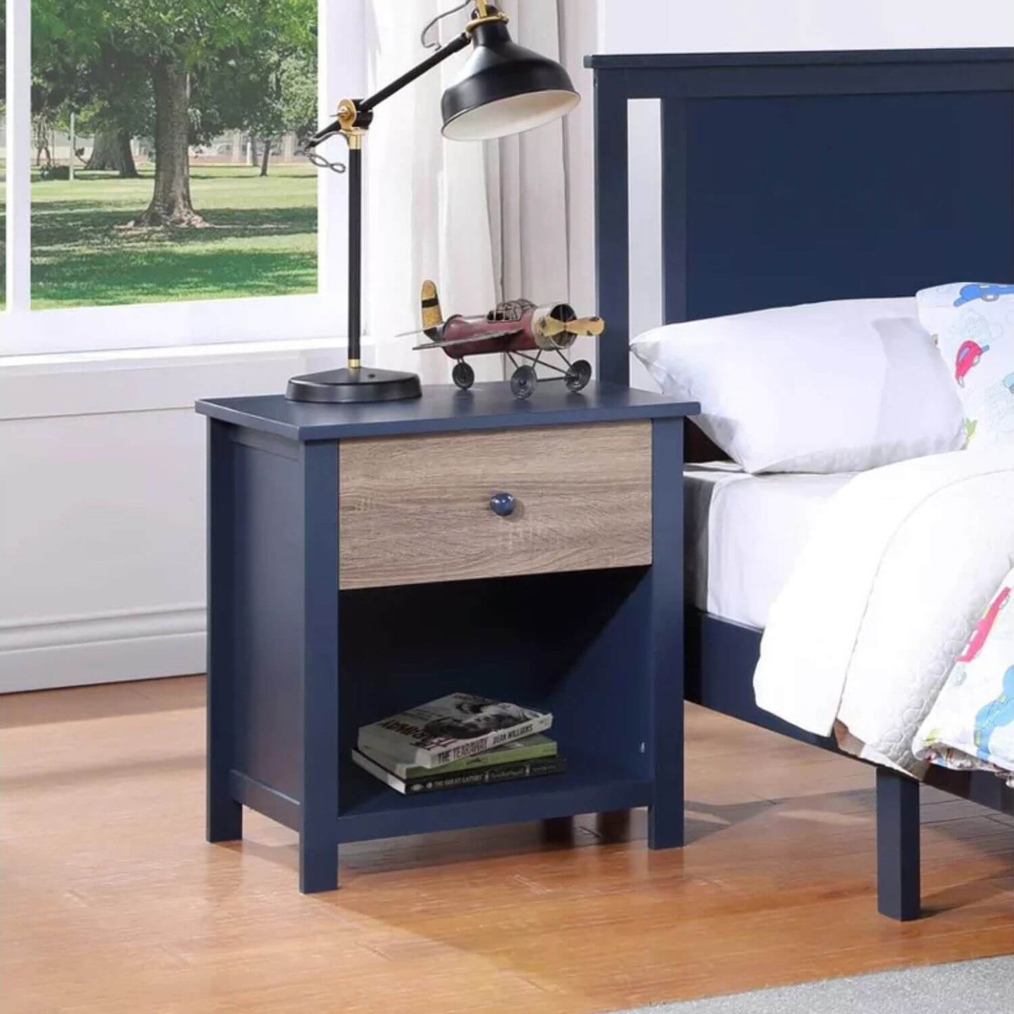 Connelly Nightstand Midnight Blue/Vintage Walnut