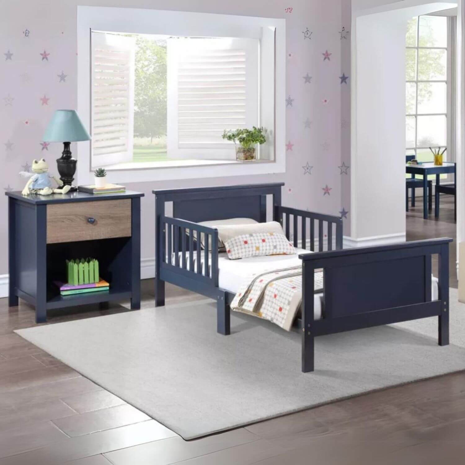 Connelly Reversible Panel Toddler Bed Midnight Blue/Vintage Walnut