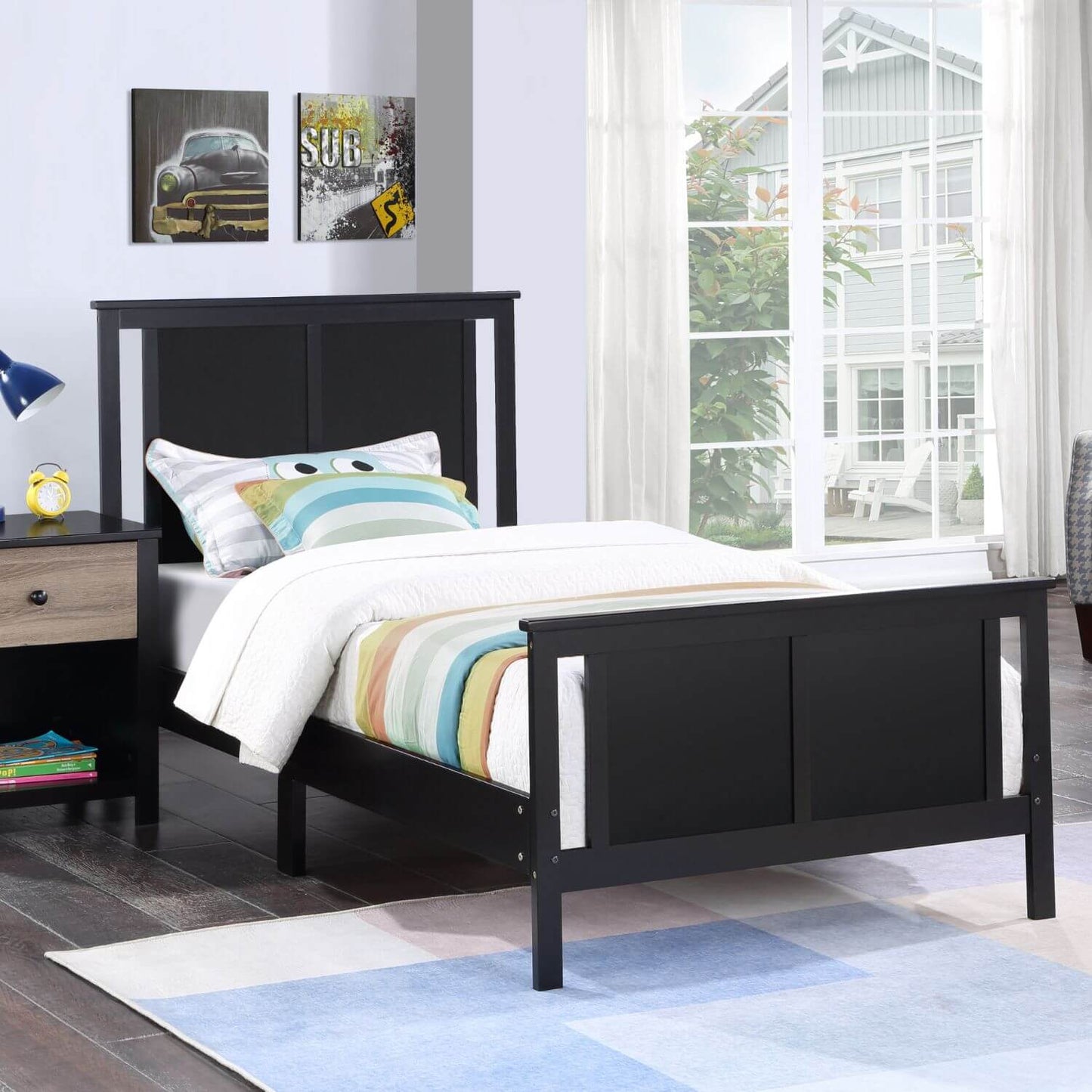 Connelly Reversible Panel Twin Bed Black/Vintage Walnut