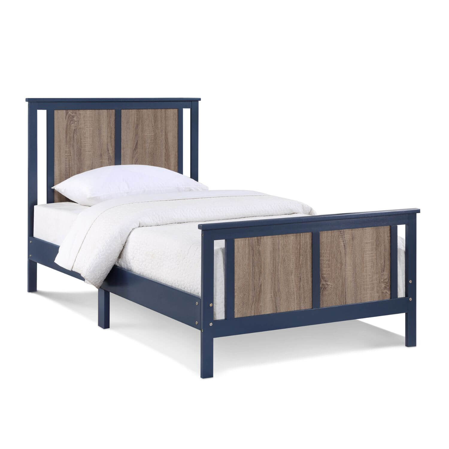 Connelly Twin Bed Midnight Blue/Vintage Walnut