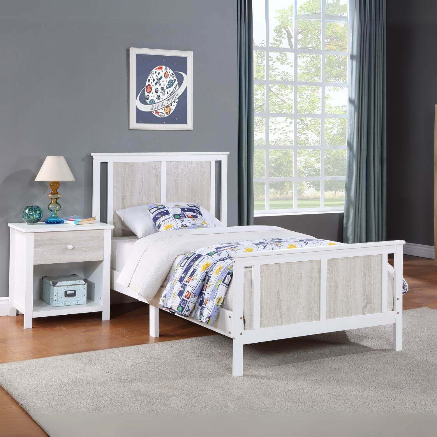 Connelly Twin Bed White/Rockport Gray