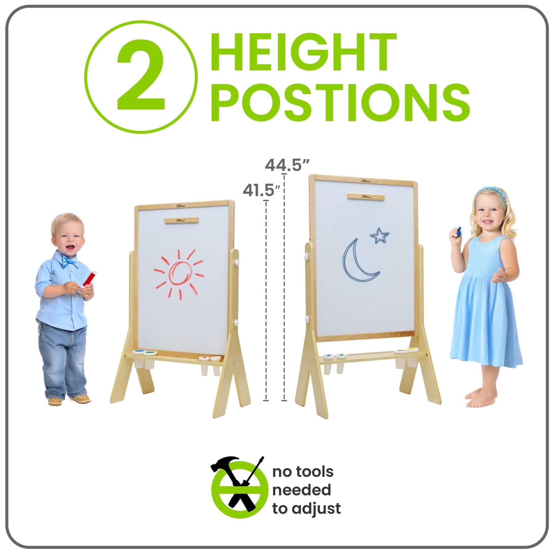 Kids Drawing on Little Partners Contempo Art Easel Natural