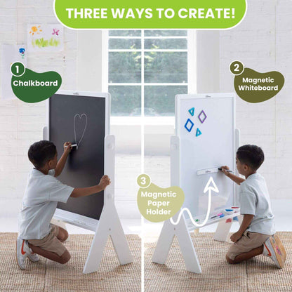 Boy Drawing on Little Partners Contempo Art Easel White