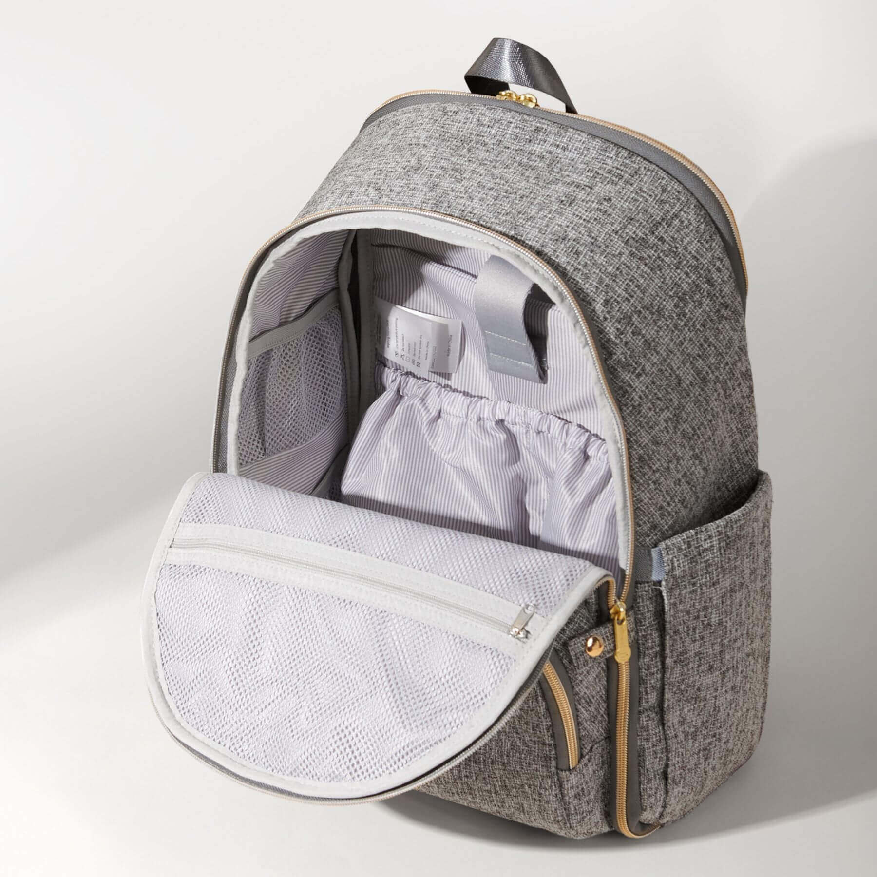 Open Sunveno Convertible Tweed Diaper Backpack Gray