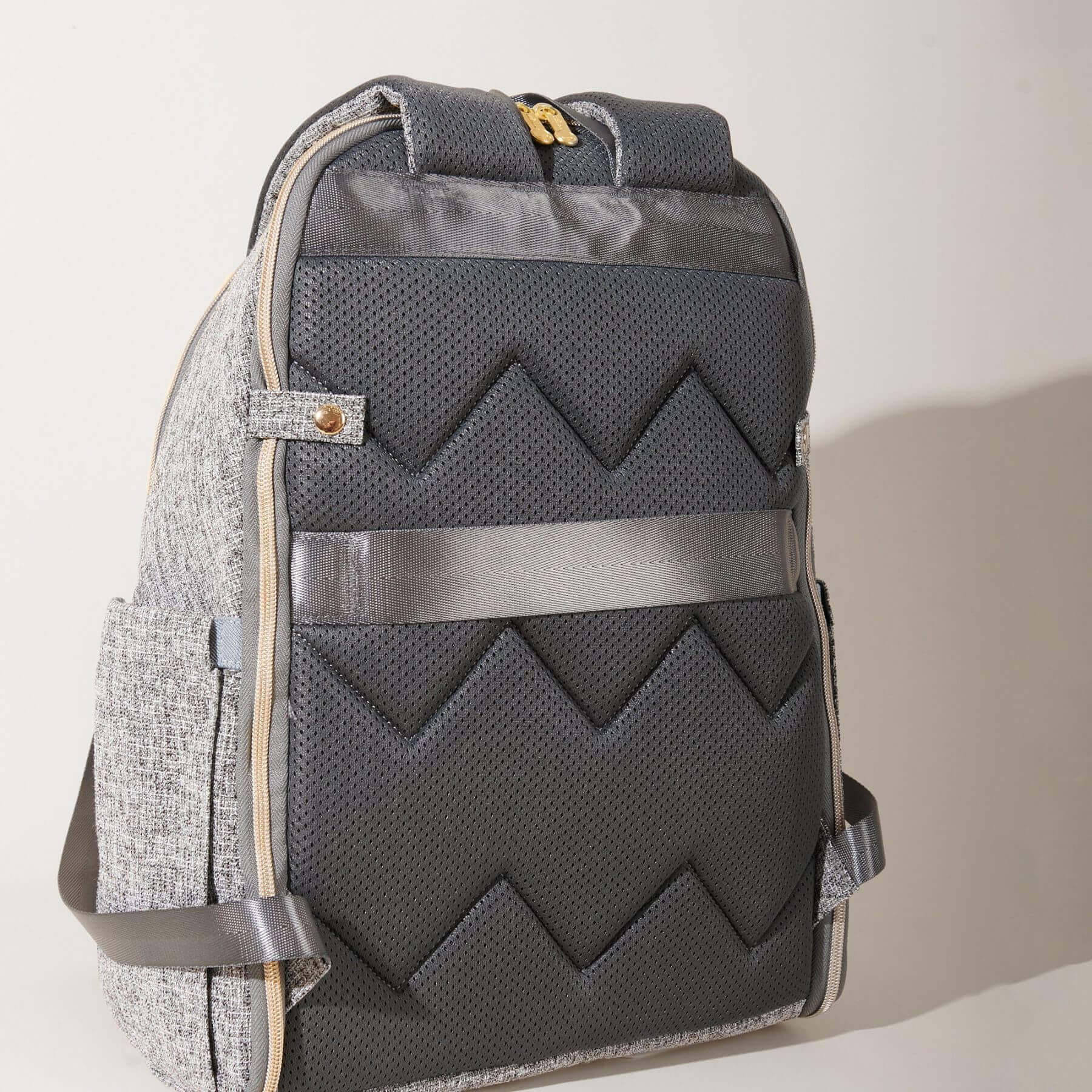 Back View of Sunveno Convertible Tweed Diaper Backpack Gray