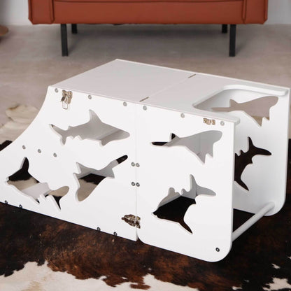 Wood and Hearts Convertible Kitchen Tower Shark White