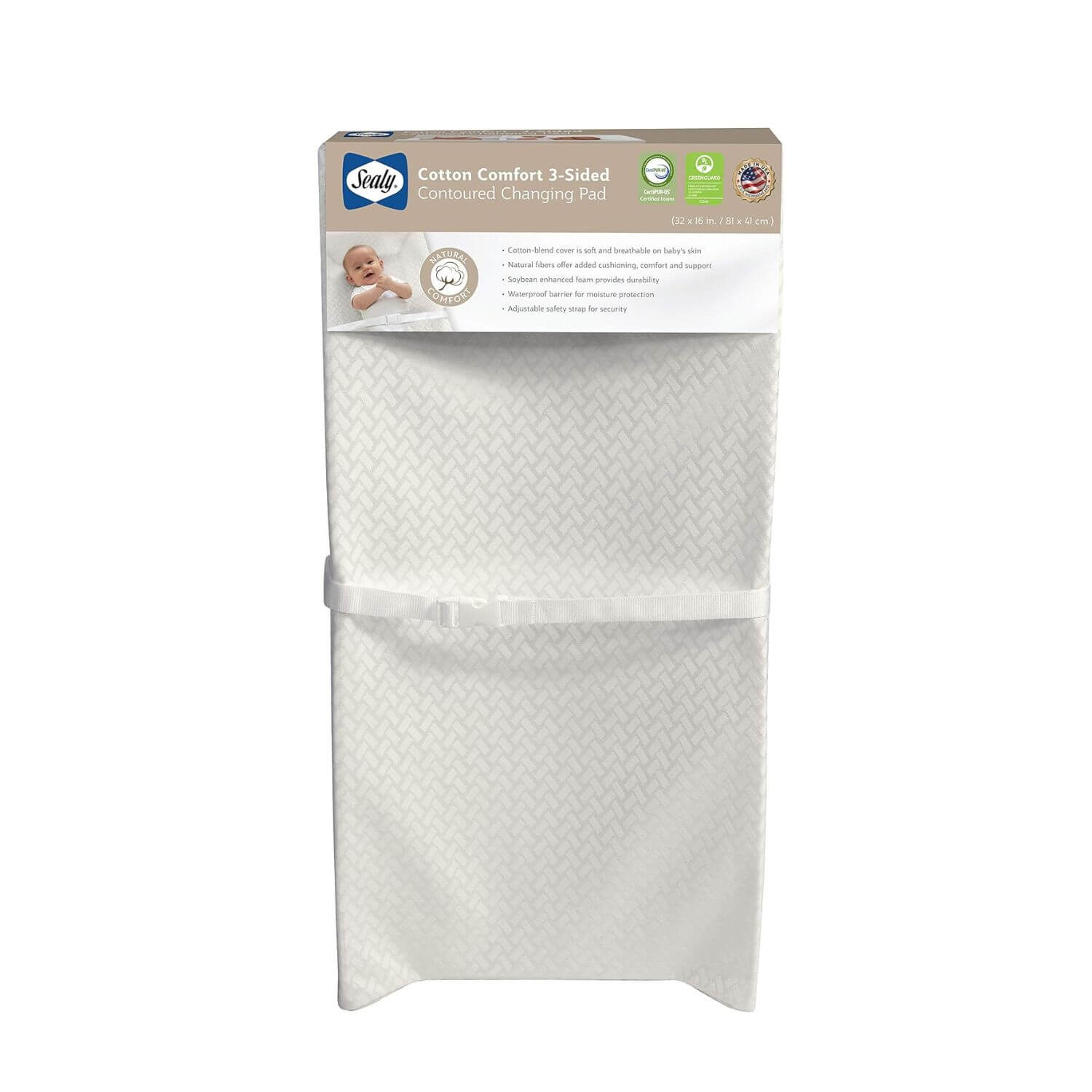 Sealy Cotton Comfort 3-Sided Diaper Changing Pad