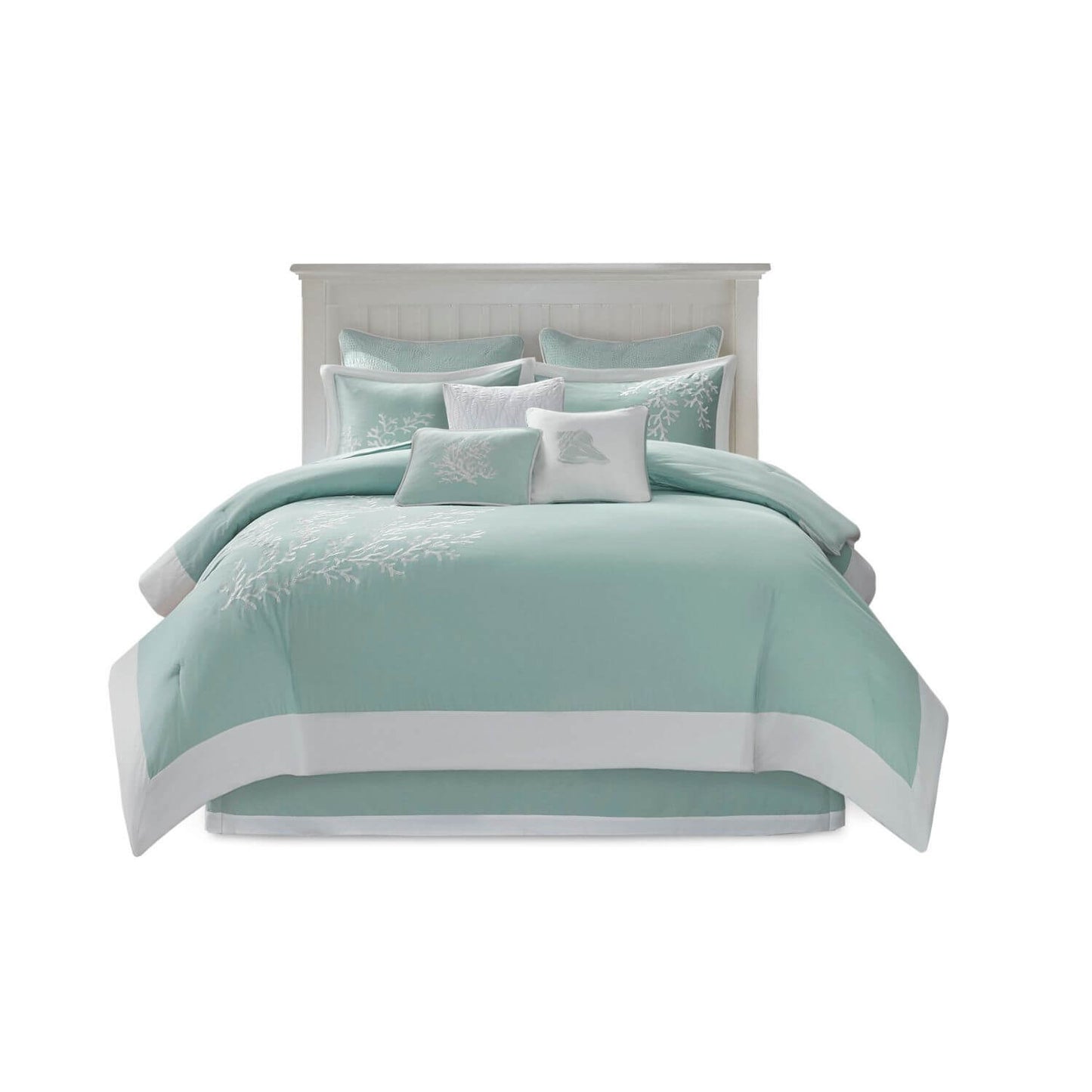 Oversized Cotton Jacquard Comforter Set Aqua Twin