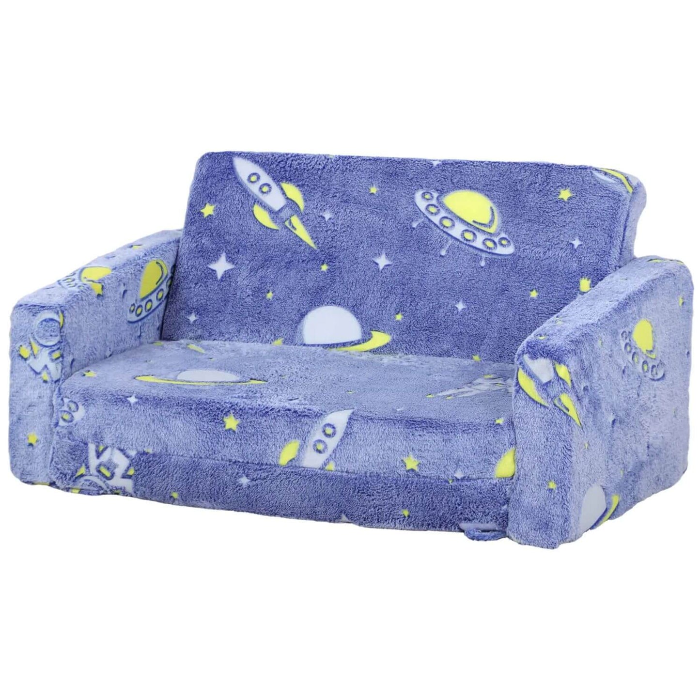 Qaba Couch with Glow in the Dark Space Pattern, Washable Cover, Blue