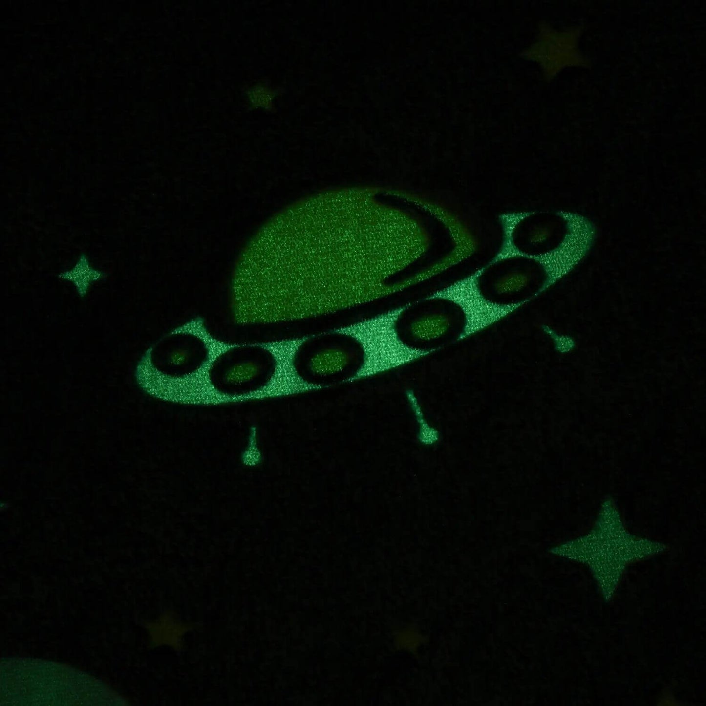 Detail of Qaba Couch with Glow in the Dark Space Pattern Blue