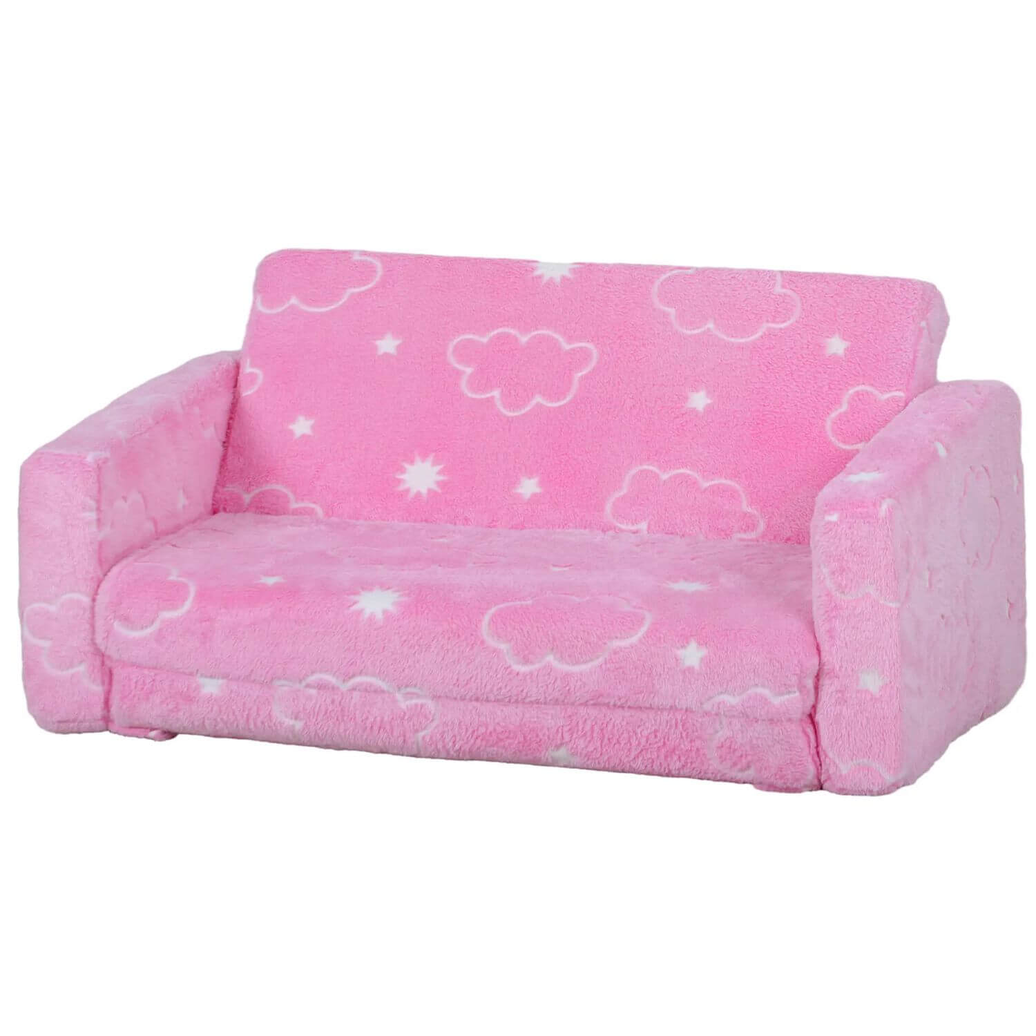 Qaba Couch with Glow in the Dark Cloud Pattern Pink