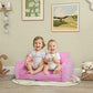 Kids Sitting on Qaba Couch with Glow in the Dark Cloud Pattern Pink