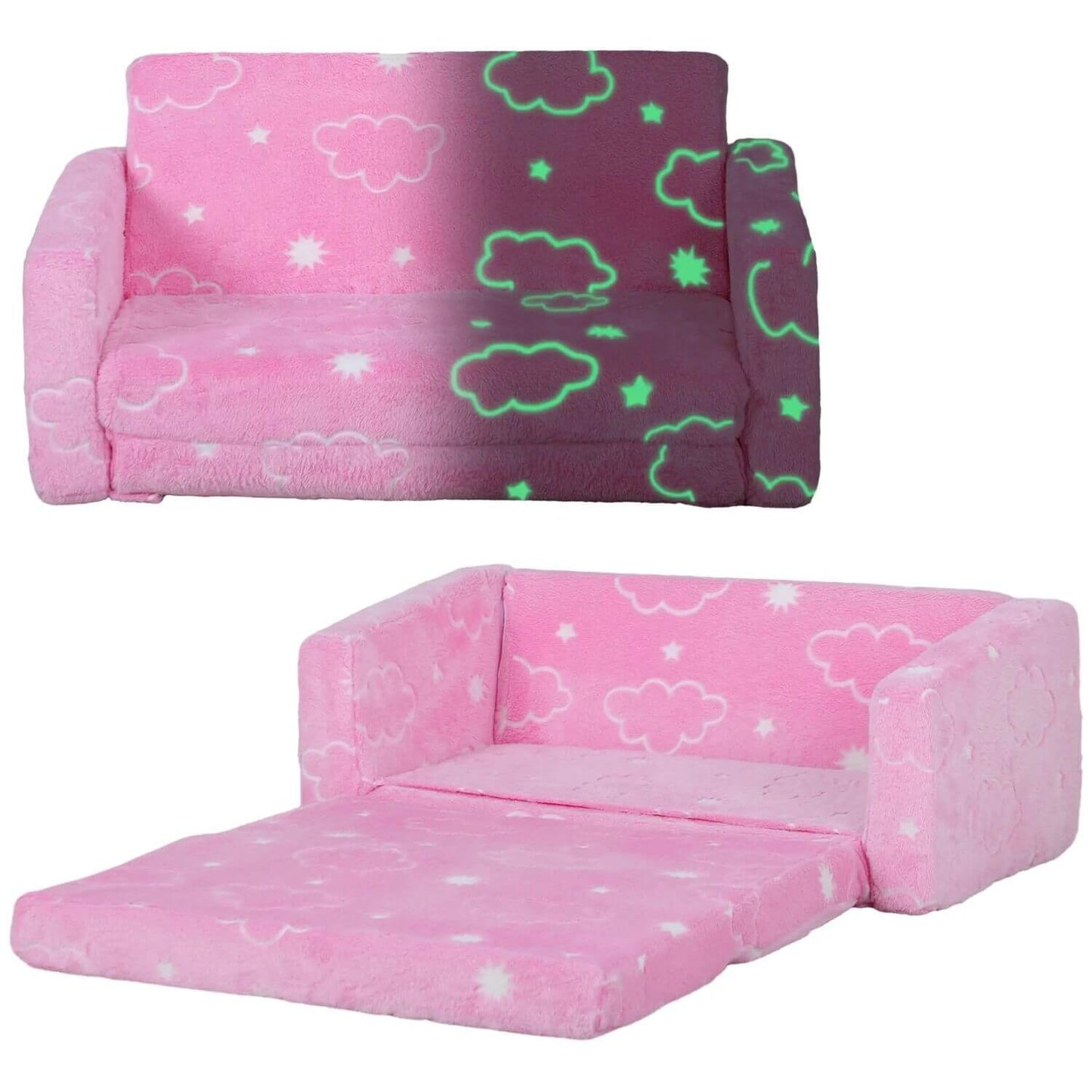 Qaba Couch with Glow in the Dark Cloud Pattern Pink