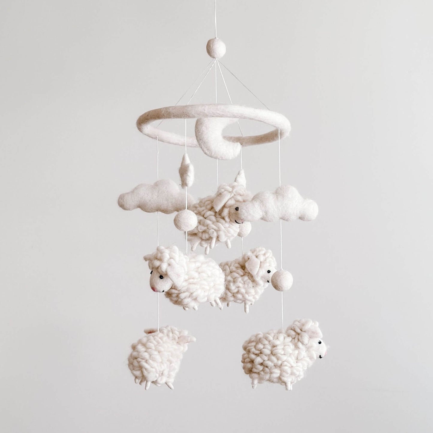 Ganapati Crafts Co. Baby Mobile - Counting Sheep - White