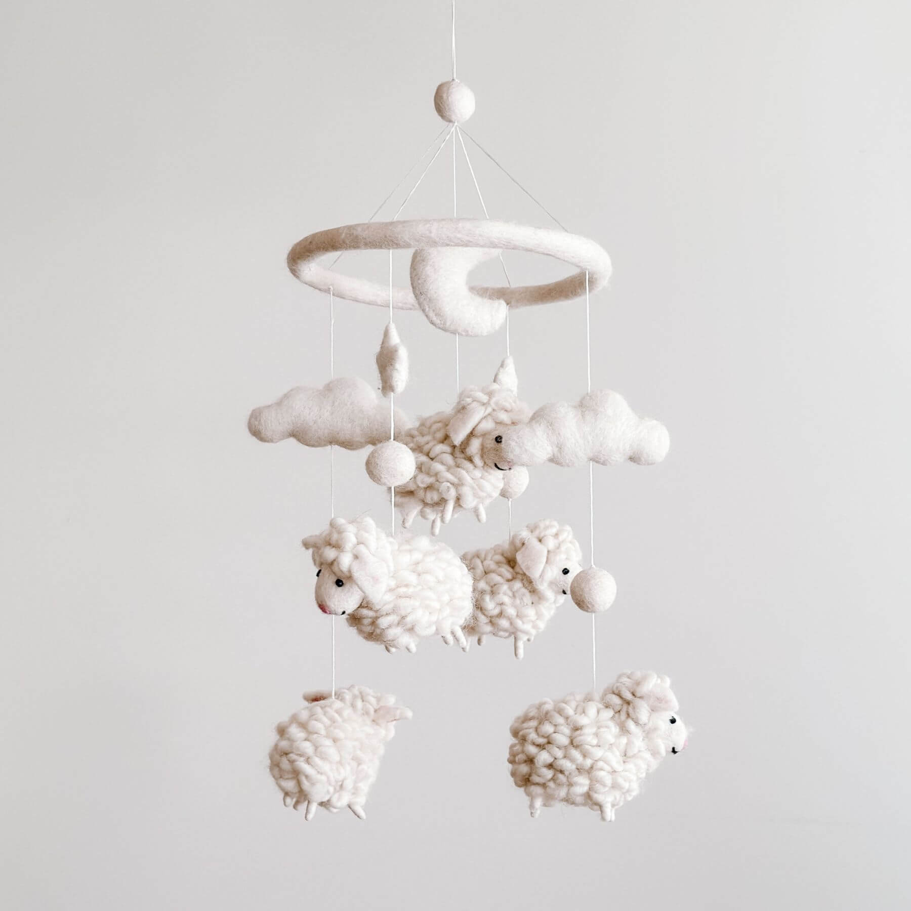 Ganapati Crafts Co. Baby Mobile - Counting Sheep - White