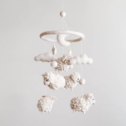 Ganapati Crafts Co. Baby Mobile - Counting Sheep - White