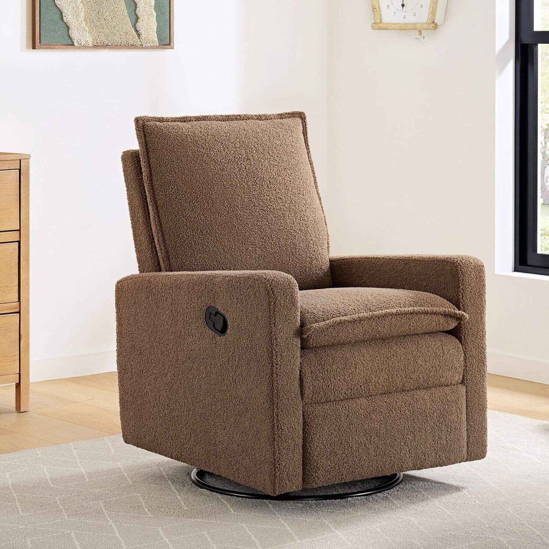 Oxford Baby Coventry Glider Recliner - Teddy Brown in a nursery room