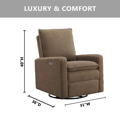 Oxford Baby Coventry Glider Recliner - Teddy Brown with dimensions