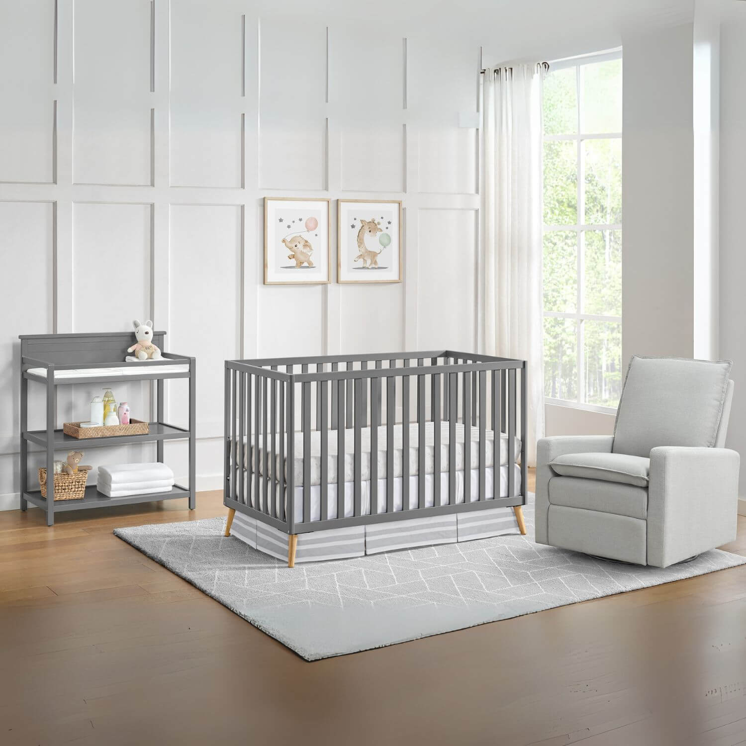 Cozy Nest 3 In 1 Island Crib Dove Gray/Natural