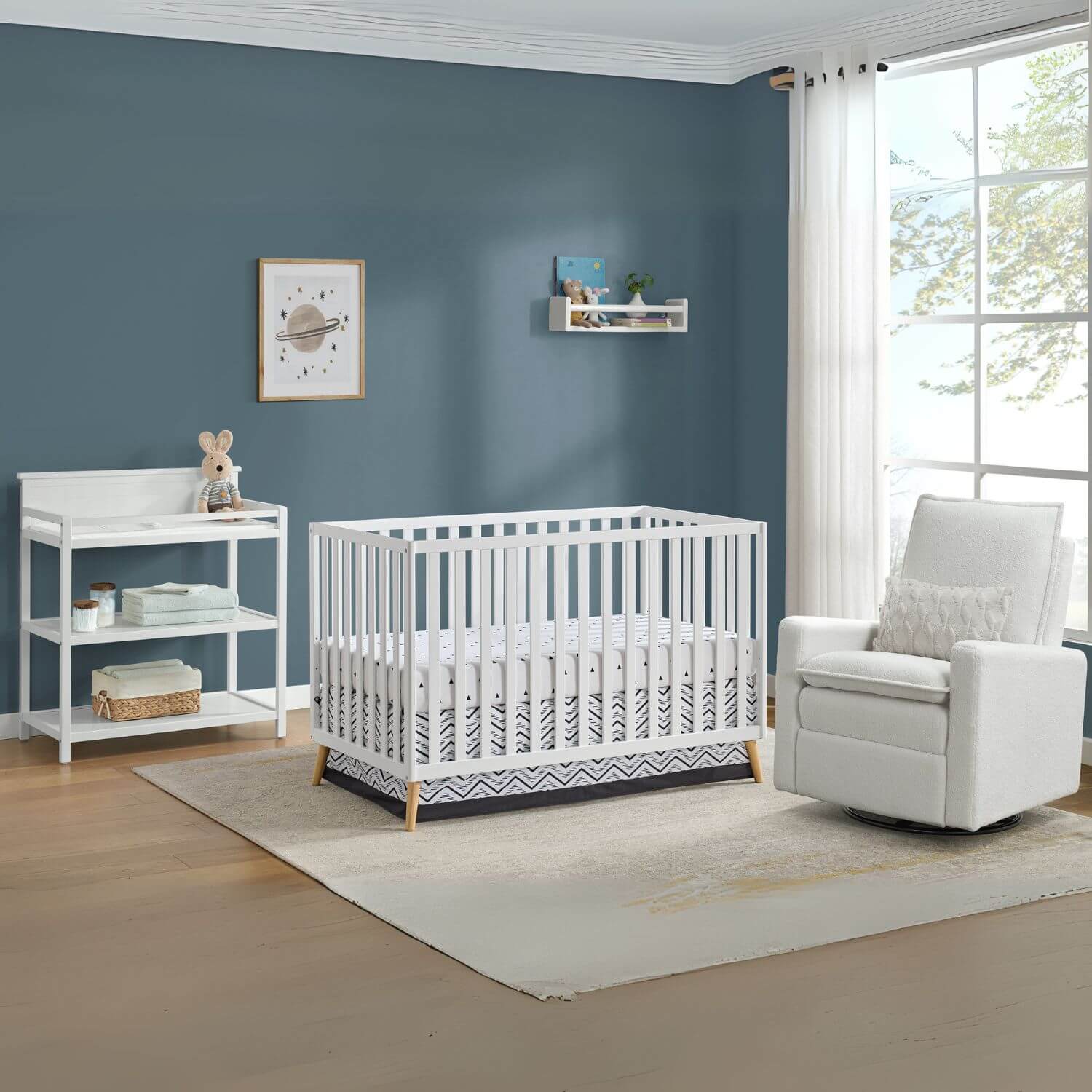 Cozy Nest 3 In 1 Island Crib Snow White/Natural